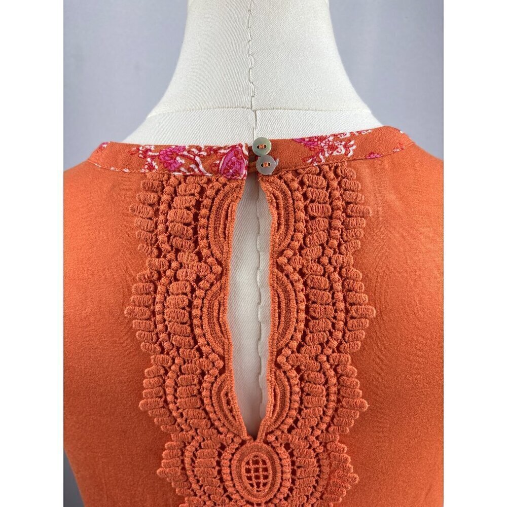 Daniel Rainn Petite Small Sleeveless Top With Lace Trim & Keyhole Neckline - Picture 6 of 6